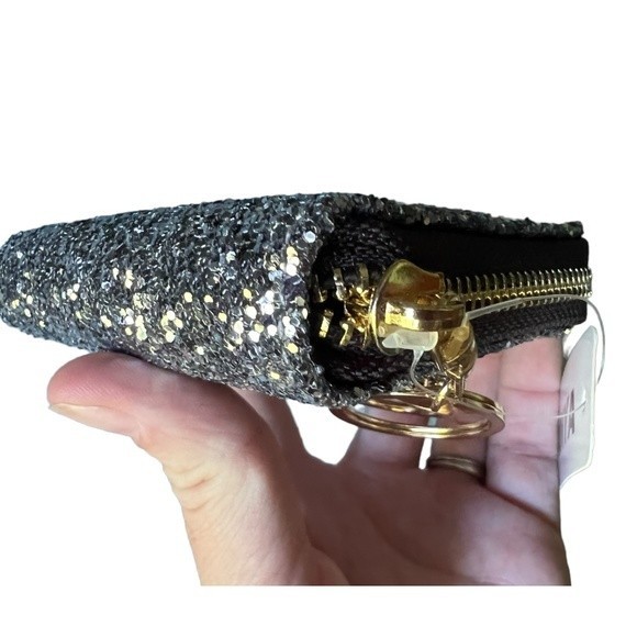 Mini Glitter Keychain Wallet Clip On Iridescent Card Holder Sparkly Small Zipper - Picture 15 of 15